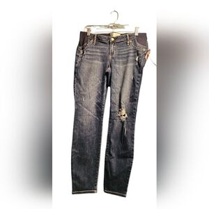 NWOT Gap Blue Distressed Maternity True Skinny Ankle Jeans